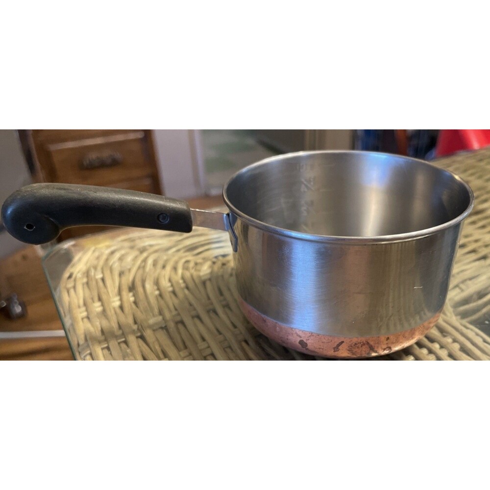 Vtg Revere Ware Copper Bottom Mini Saucepan 1/4 - 1 Cup Measuring Butter Warmer